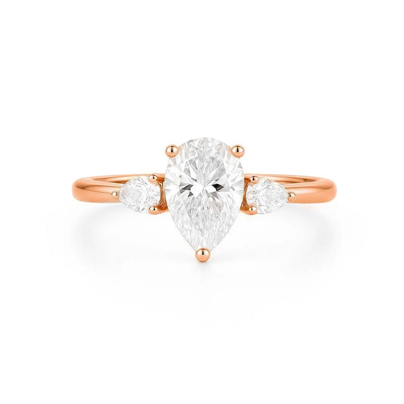 3 Pear Shape Lab or Natural in Gold with Diamonds