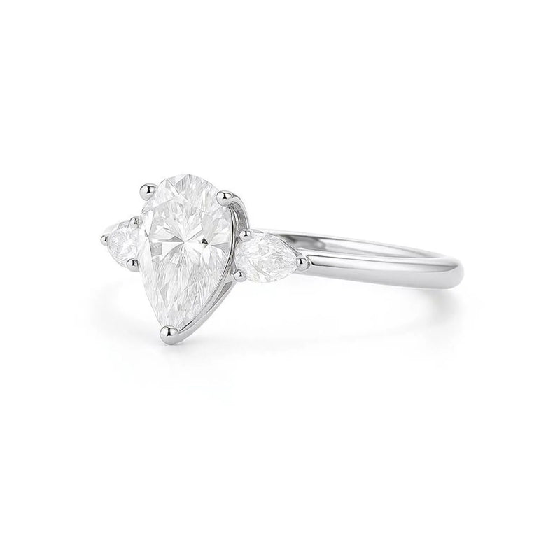 3 Pear Shape Lab or Natural in Gold with Diamonds