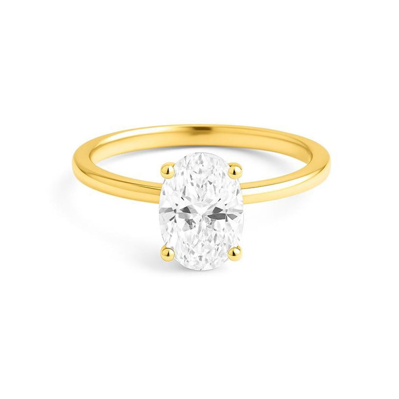 Oval Diamond Solitaire Gold Ring | Natural & Lab Grow