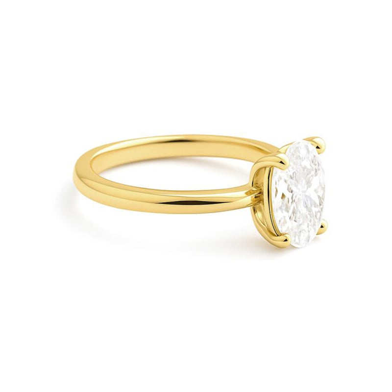 Oval Diamond Solitaire Gold Ring | Natural & Lab Grow