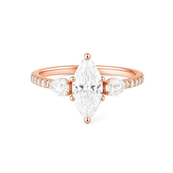 Marquise & 2 Pear shape Natural | Lab Grown Diamond Ring in Gold