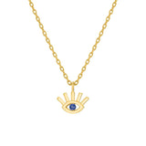 Tiny Evil Eye Shape Necklace in Gold with Diamonds