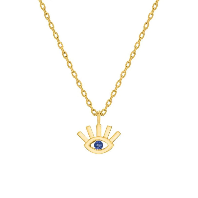 Tiny Evil Eye Shape Necklace in Gold with Diamonds