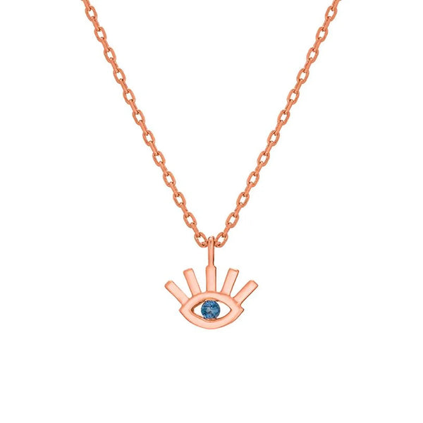 Tiny Evil Eye Shape Necklace in Gold with Diamonds