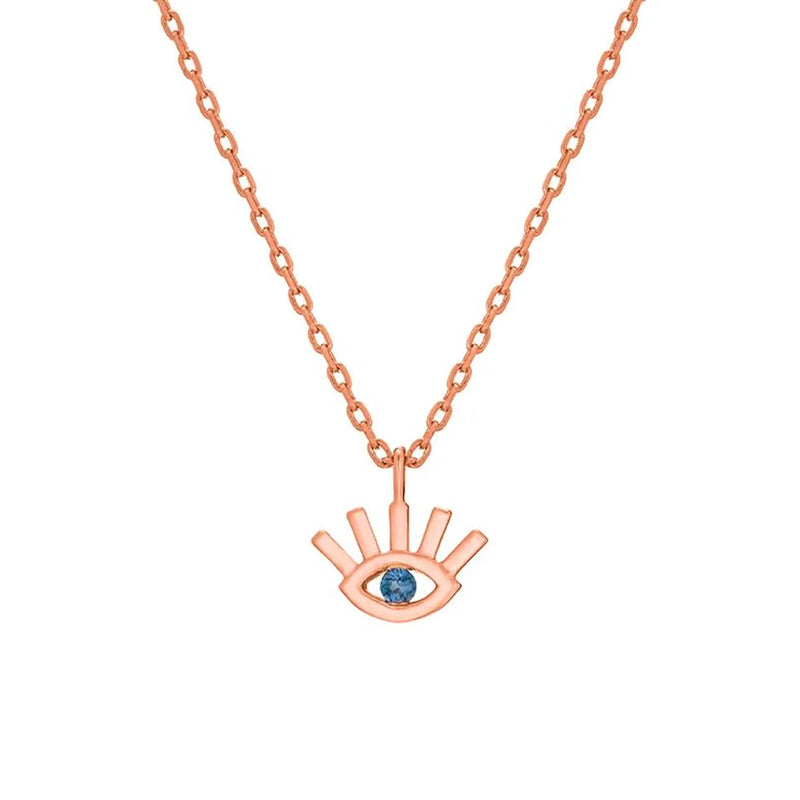 Tiny Evil Eye Shape Necklace in Gold with Diamonds