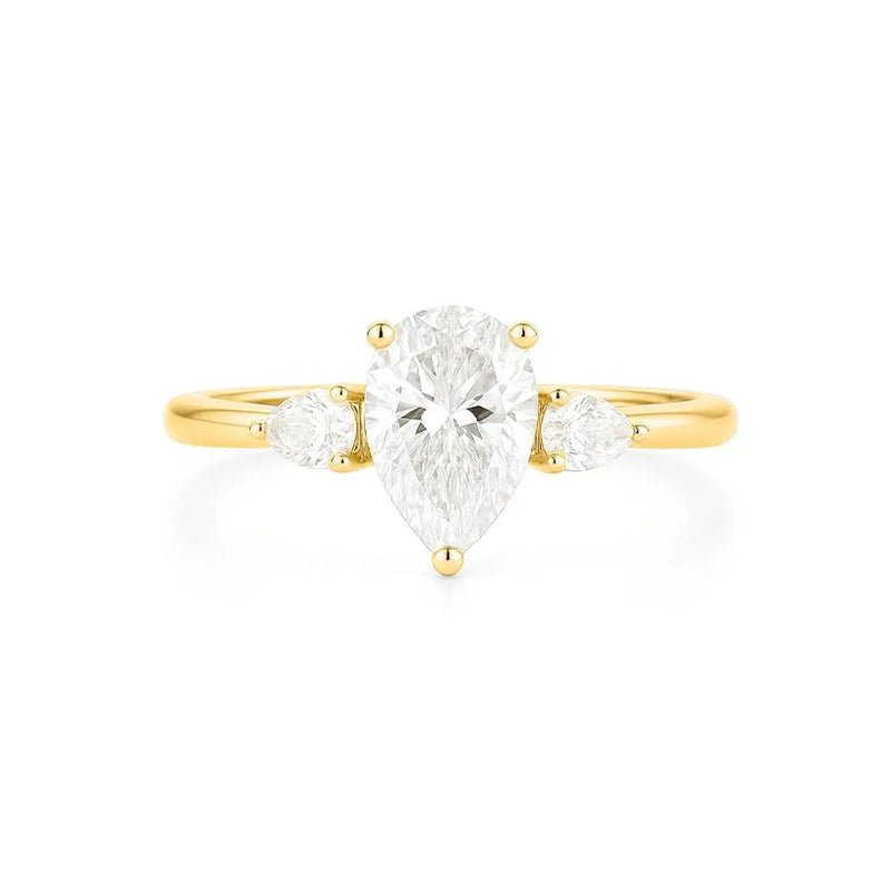 3 Pear Shape Lab or Natural in Gold with Diamonds