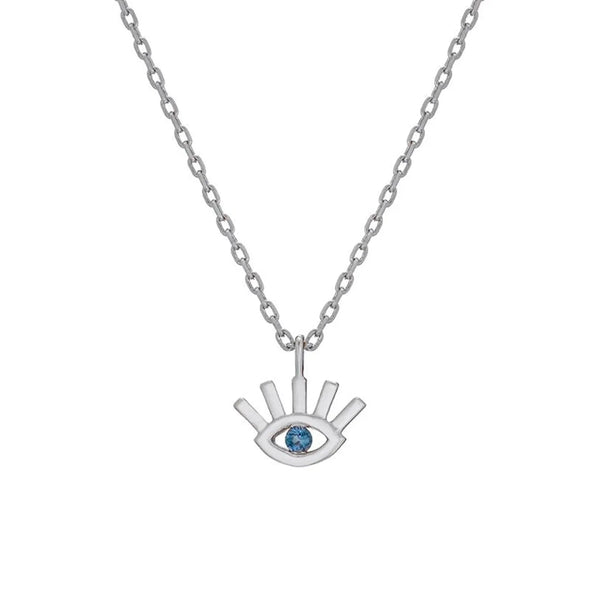 Tiny Evil Eye Shape Necklace in Gold with Diamonds