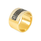 Mans Black & White Ring Diamonds ring in 14K gold 160 diamonds