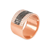Mans Black & White Ring Diamonds ring in 14K gold 160 diamonds