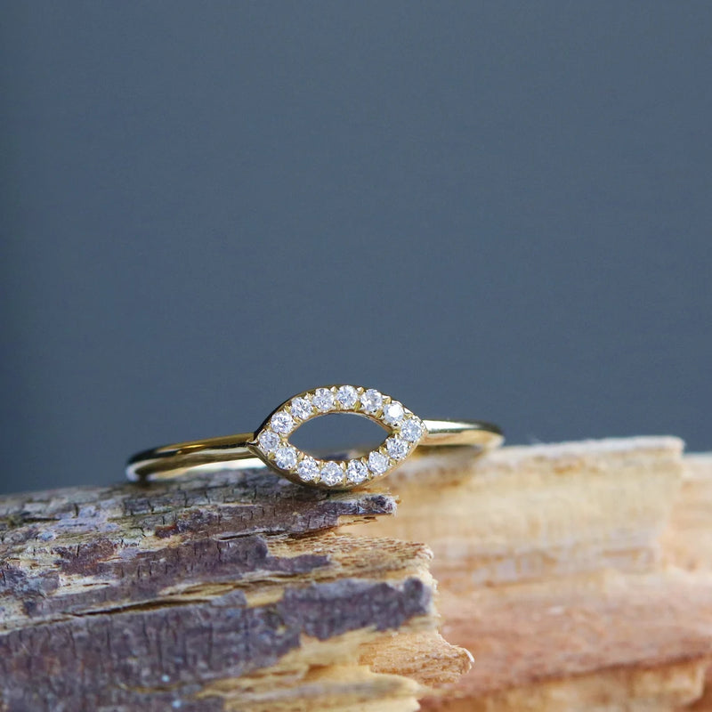 Marquise Shape Ring in Gold with Diamonds