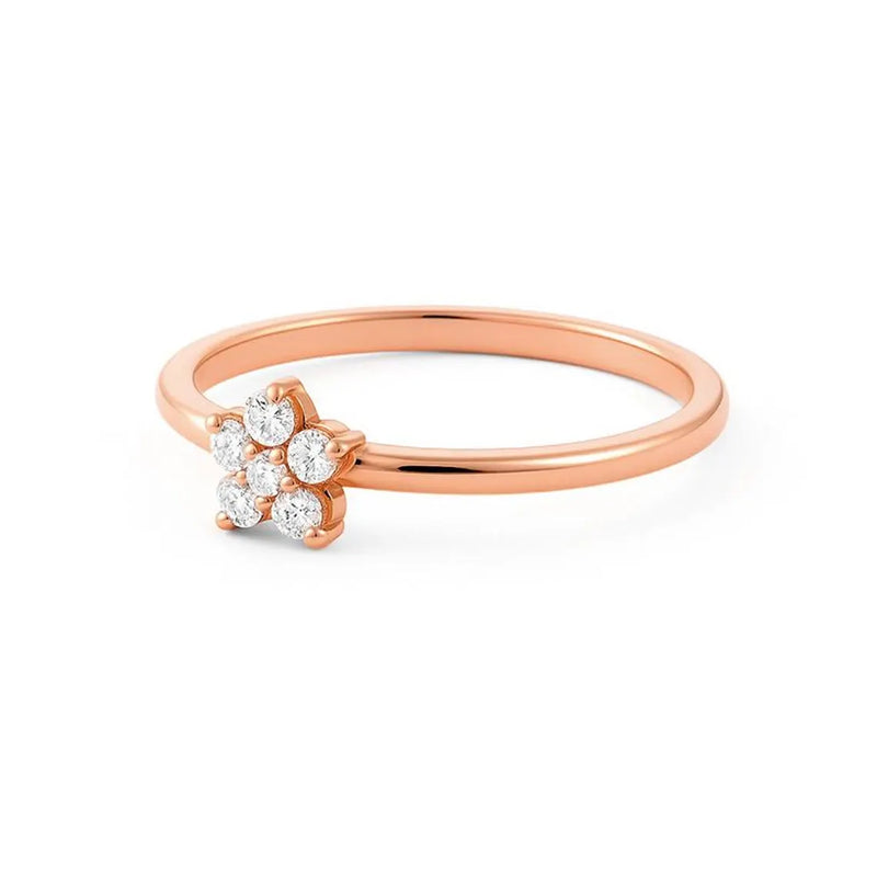 Minimalist Flower Shape Ring in Gold with Diamonds