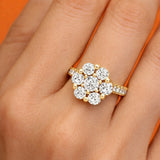 Micro Pave Diamond Engagement Ring in Gold