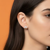 Crown Dainty Stud Earrings in Solid 14K Gold with Diamonds