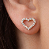 Pair Heart Earrings in Gold with Diamonds
