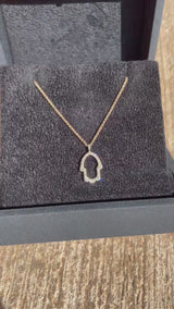 Hamsa Necklace in Gold with Diamonds