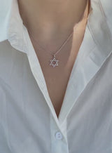 Star Of David  Necklace in Gold with Diamonds