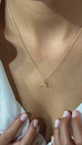 Compass Shape Necklace in Gold with Diamonds