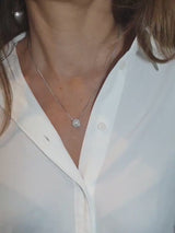 Round Charm Necklace in Gold with Diamonds