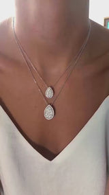 Pave Pear Shape Necklace in Gold with Diamonds