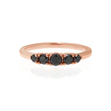 5 Stones Black Diamonds Ring in 14K Gold