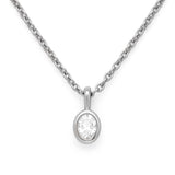 Minimal Oval Shape Diamond Necklace in 14K Solid Gold