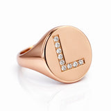 Personalized Initial Letter Ring in 14K Gold with Diamond