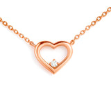 Heart Minimal Necklace in Gold with Diamonds