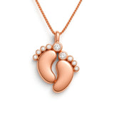 Tiny Baby Feet Necklace in Gold with Diamonds