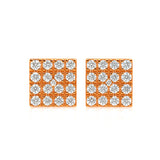 Square Shape Earrings in Gold with Diamonds