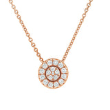 Round Charm Necklace in Gold with Diamonds