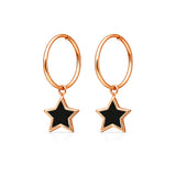 Star Shape Hoop Earrings 14K Solid White Gold