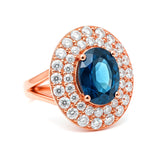 Blue Oval Sapphire Engagement Ring in Gold with Diamonds