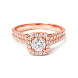 Round Shape Engagement Ring in Gold with Diamonds
