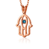 Men’s 14K Gold Hamsa Pendant with Natural Sapphire