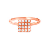 Square Shape Ring in Gold with Diamonds