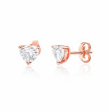 Single Heart Earrings in Gold with Diamond
