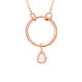 Pear shape Necklace in 14K Gold Bezel Set Diamond