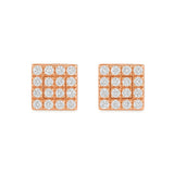 Square Shape Earrings in Gold with 32 Diamonds 0.15ct