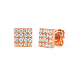 Square Shape Earrings in Gold with Diamonds
