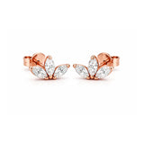 Crown Dainty Stud Earrings in Solid 14K Gold with Diamonds