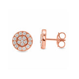Halo Design Round Shape Disk Earrings in Gold with Diamonds