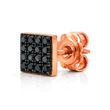 Black Natural Diamond Square Shape Earrings in Gold