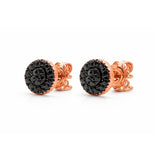 Black Natural Diamond Round Shape Earrings in Gold