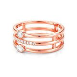 Trio Band Ring in Gold with Marquise a Round Diamonds