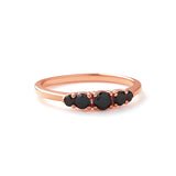 5 Stones Black Diamonds Ring in 14K Gold