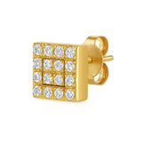 Square Shape Earrings in Gold with 32 Diamonds 0.15ct
