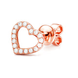 Pair Heart Earrings in Gold with Diamonds