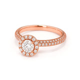 Round Halo Engagement Ring  in Gold with Diamonds