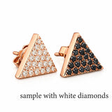 Black Natural Diamond Triangular Shape Earrings in Gold
