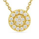 Round Charm Necklace in Gold with Diamonds